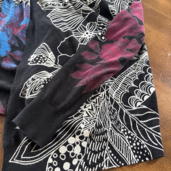 DESIGUAL open waterfall cardigan sz XS (S) black with multicolour floral pattern - Picture 13 of 16